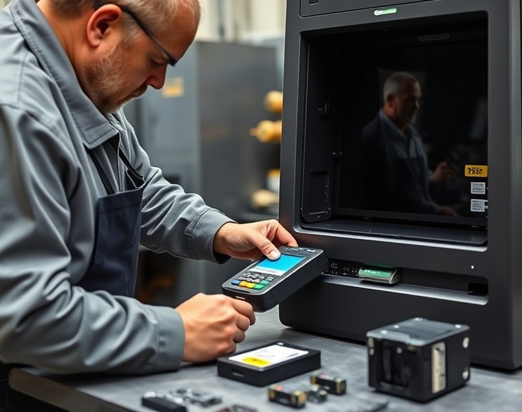 Self-service terminal fitted with anti-skimming protection
